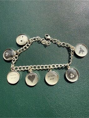 Mama Bear Proud Mom Charm Bracelet - Silver Tone